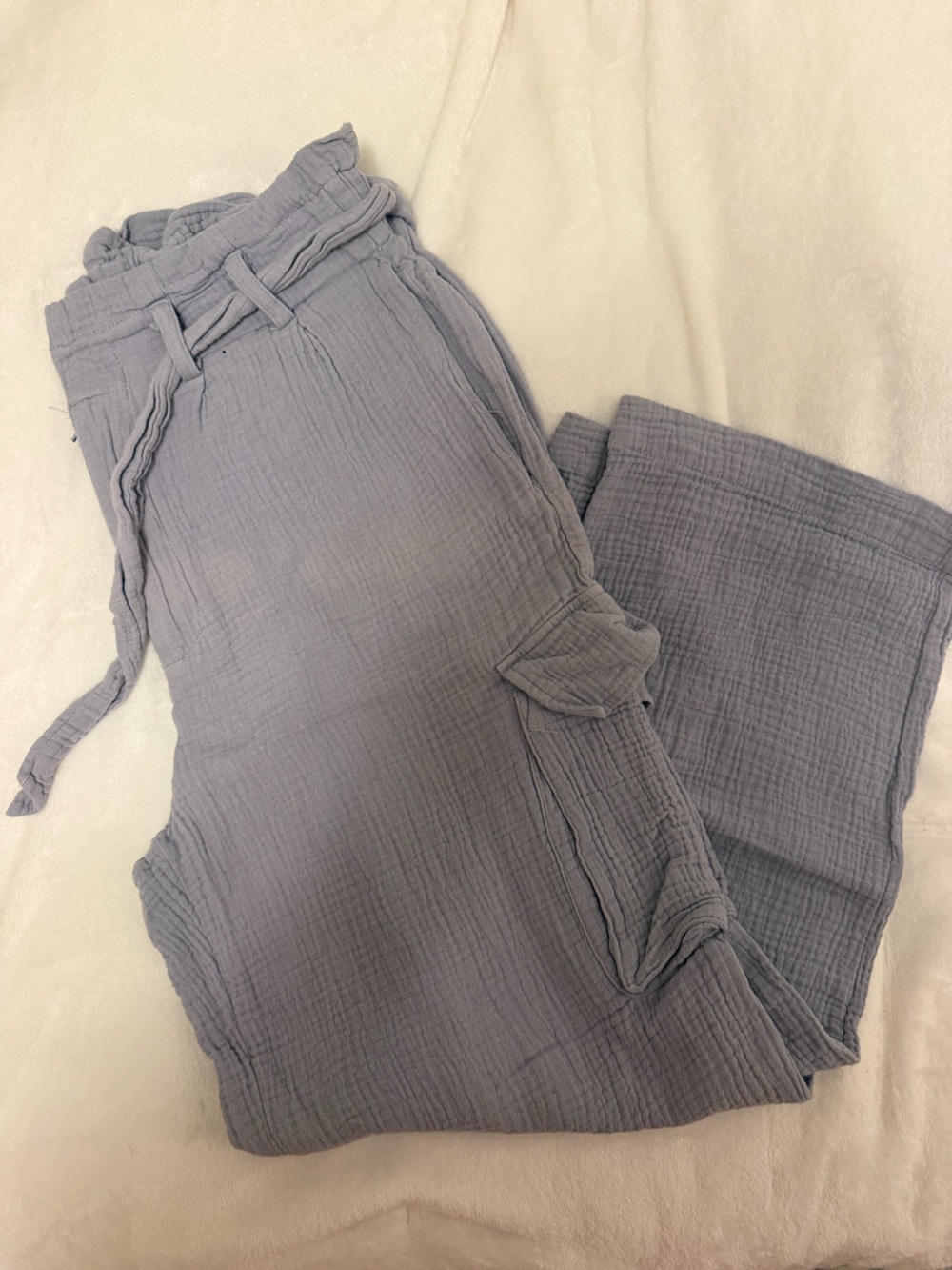 Women's Grey Gauze Tie-Waist Pants